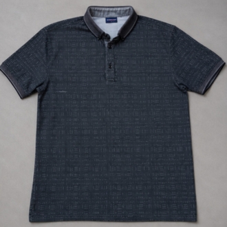 Koyu Gri Desenli Polo Yaka T-Shirt