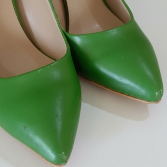 Yeşil Sivri Burunlu Stiletto Ayakkabı