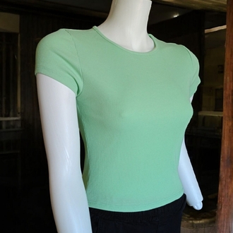 Bisiklet Yaka Fitilli Yeşil T-shirt