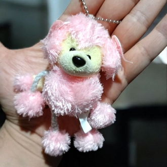 Pembe Peluş Köpek Anahtarlık/Charm