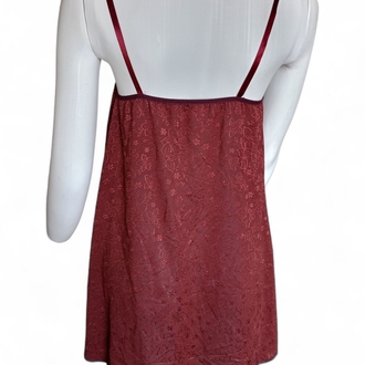 Bordo Dantelli İp Askılı Mini Gecelik Takım