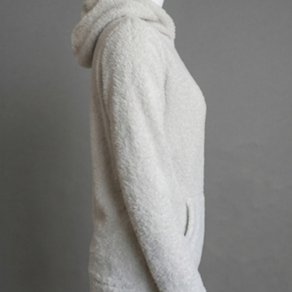 Peluş Dokulu Kapüşonlu Sweatshirt