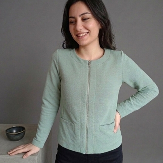 Bonita Fermuarlı Su Yeşili Ceket