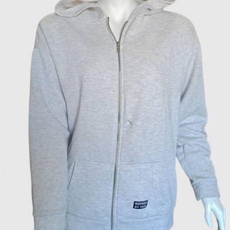 Gri Kapüşonlu Fermuarlı Sweatshirt