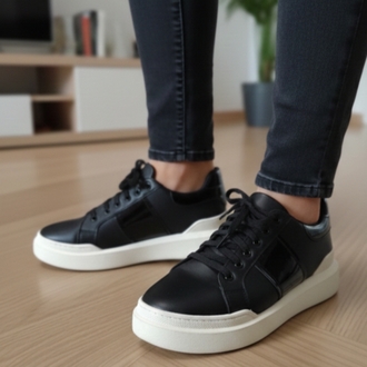 Butigo 9FX Bağcıklı Siyah Sneakers