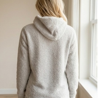 Peluş Dokulu Kapüşonlu Sweatshirt
