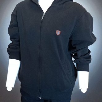 Siyah Fermuarlı Kapüşonlu Sweatshirt