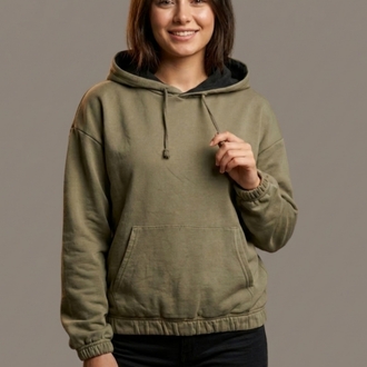 Haki Kapüşonlu Unisex Sweatshirt