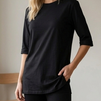 Siyah Basic Uzun T-Shirt