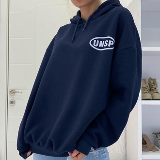 Oversize Baskılı Kapüşonlu Sweatshirt