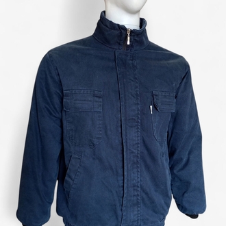 Vintage Lacivert Fermuarlı Kalın Denim Mont