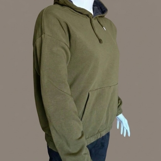 Haki Kapüşonlu Unisex Sweatshirt
