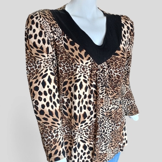 Leopar Desen Likralı Bluz