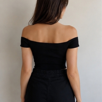 Kuşgözü Detaylı Bağcıklı Crop Bluz