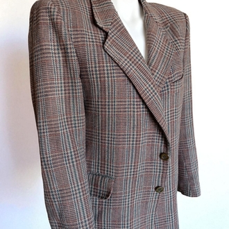 Vintage Çift Düğmeli Blazer Yün Ceket