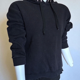 Yan Fermuarlı Siyah Kapüşonlu Sweatshirt