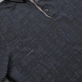 Koyu Gri Desenli Polo Yaka T-Shirt