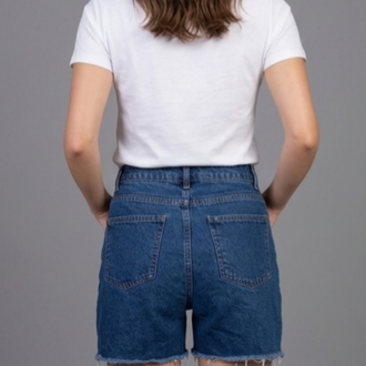 Kadın Lacivert Rahat Kesim Denim Şort