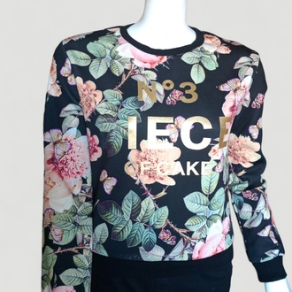 Çiçek Desenli Baskılı Kadın Sweatshirt