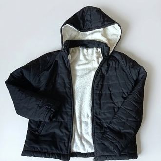 Siyah İçi Polarlı Unisex Kışlık Mont