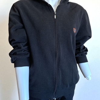 Siyah Fermuarlı Kapüşonlu Sweatshirt