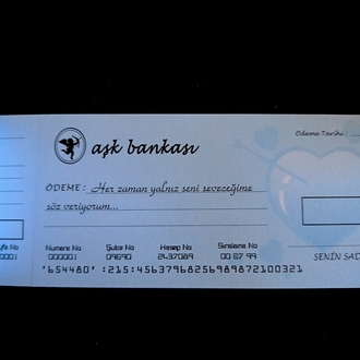 Aşk Çeki Romantik Hediye