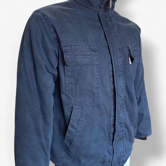 Vintage Lacivert Fermuarlı Kalın Denim Mont
