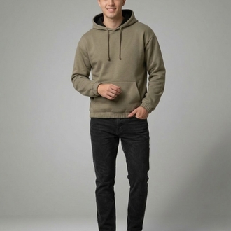 Haki Kapüşonlu Unisex Sweatshirt