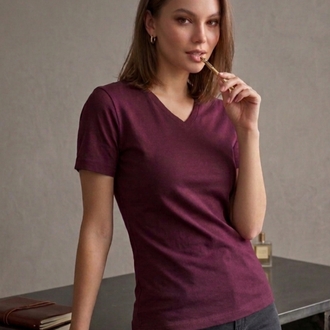 Bordo V Yaka T-shirt