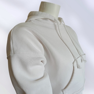 Kapüşonlu Beyaz Crop Sweatshirt