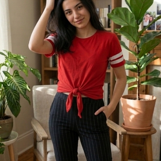 H&M Kırmızı Kadın Crop T-shirt