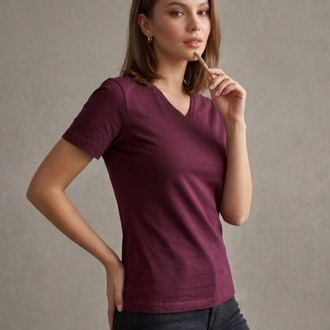 Bordo V Yaka T-shirt