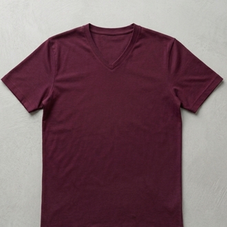 Bordo V Yaka T-shirt