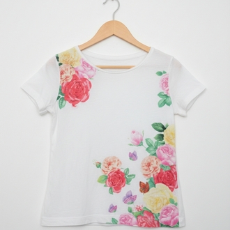 H&M Çiçek Baskılı Çocuk T-shirt