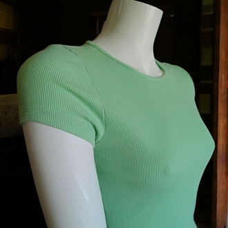 Bisiklet Yaka Fitilli Yeşil T-shirt