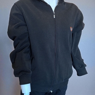 Siyah Fermuarlı Kapüşonlu Sweatshirt