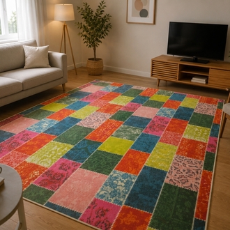 Patchwork Desenli Büyük Boy Halı