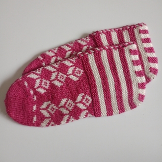 Desenli El Örmesi Yün Patik/Çorap
