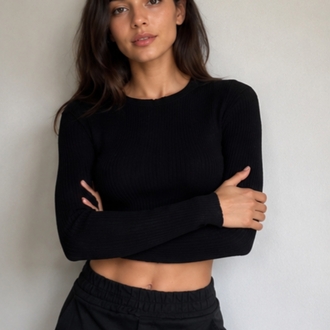 Fitilli Likralı Crop Kazak