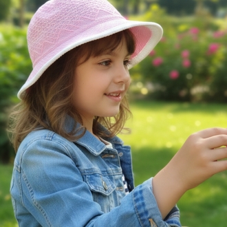 Pembe Merserize Kız Çocuk Şapka