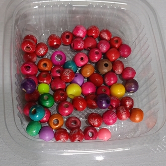 65 Adet Renkli Ahşap Delikli Boncuk-8mm