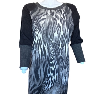 Leopar Desenli Kol Detaylı Elbise