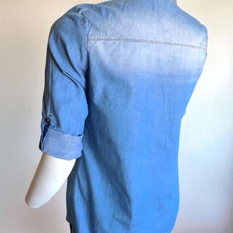 Taşlı Kot Denim Kadın Gömlek