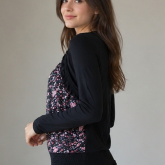Çiçek Desenli Bolero Detaylı Bluz 