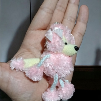 Pembe Peluş Köpek Anahtarlık/Charm