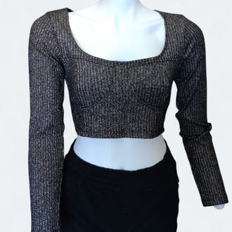 Koton Siyah Jakarlı göğüs Cuplı Crop