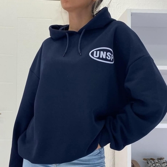 Oversize Baskılı Kapüşonlu Sweatshirt