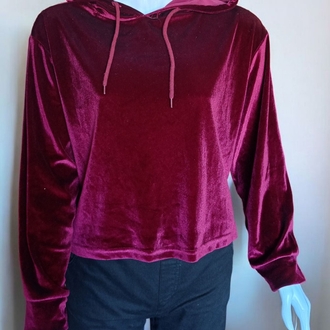 Kapüşonlu Kadife Dokulu Sweatshirt