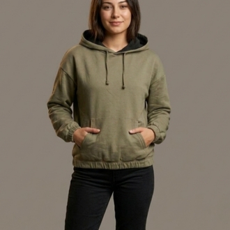Haki Kapüşonlu Unisex Sweatshirt