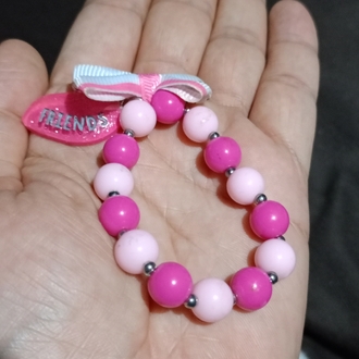 LOL Pembe Boncuklu Kız Çocuk Bileklik